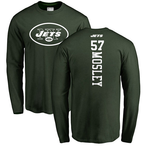 New York Jets Men Green C.J. Mosley Backer NFL Football #57 Long Sleeve T Shirt->new york jets->NFL Jersey